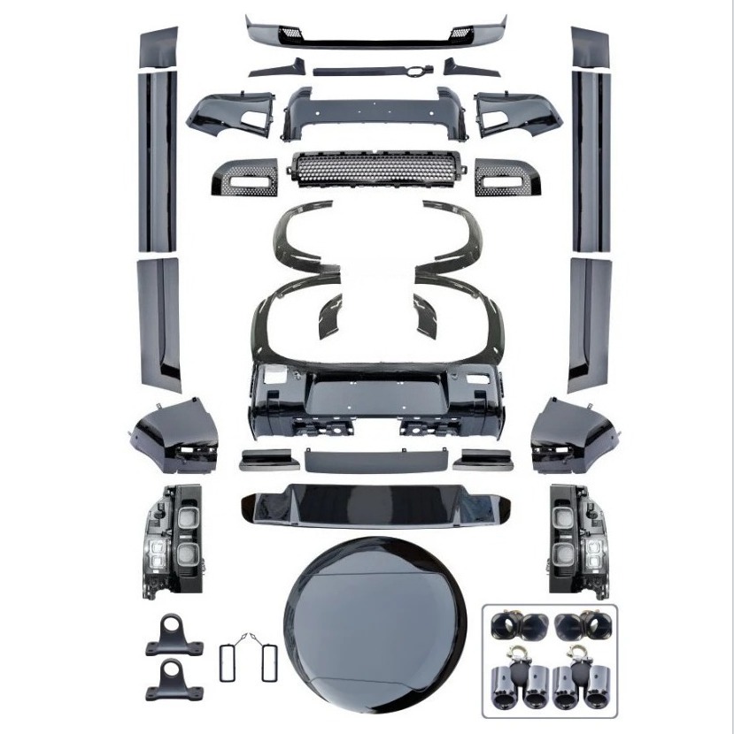 For Defender 2020- Base Upgrade to Gloss Black Version Front and Rear Bumper Completely Wider Body Kit